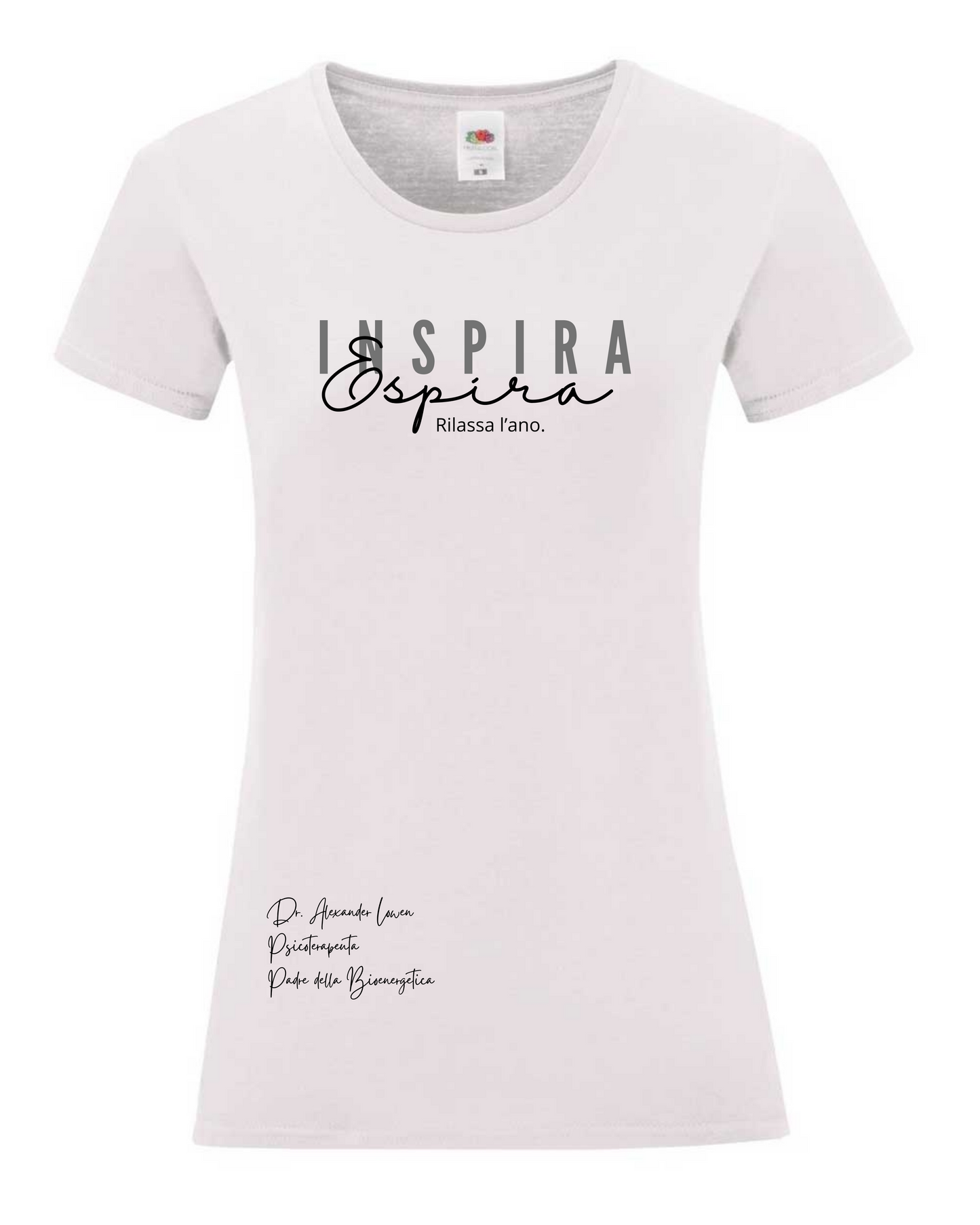 Maglietta Bioenergetica, T shirt con scritta Inspira Espira, maglietta idea regalo a tema psicologia, bioenergetica, counseling, gestalt, yoga, mindfulness.