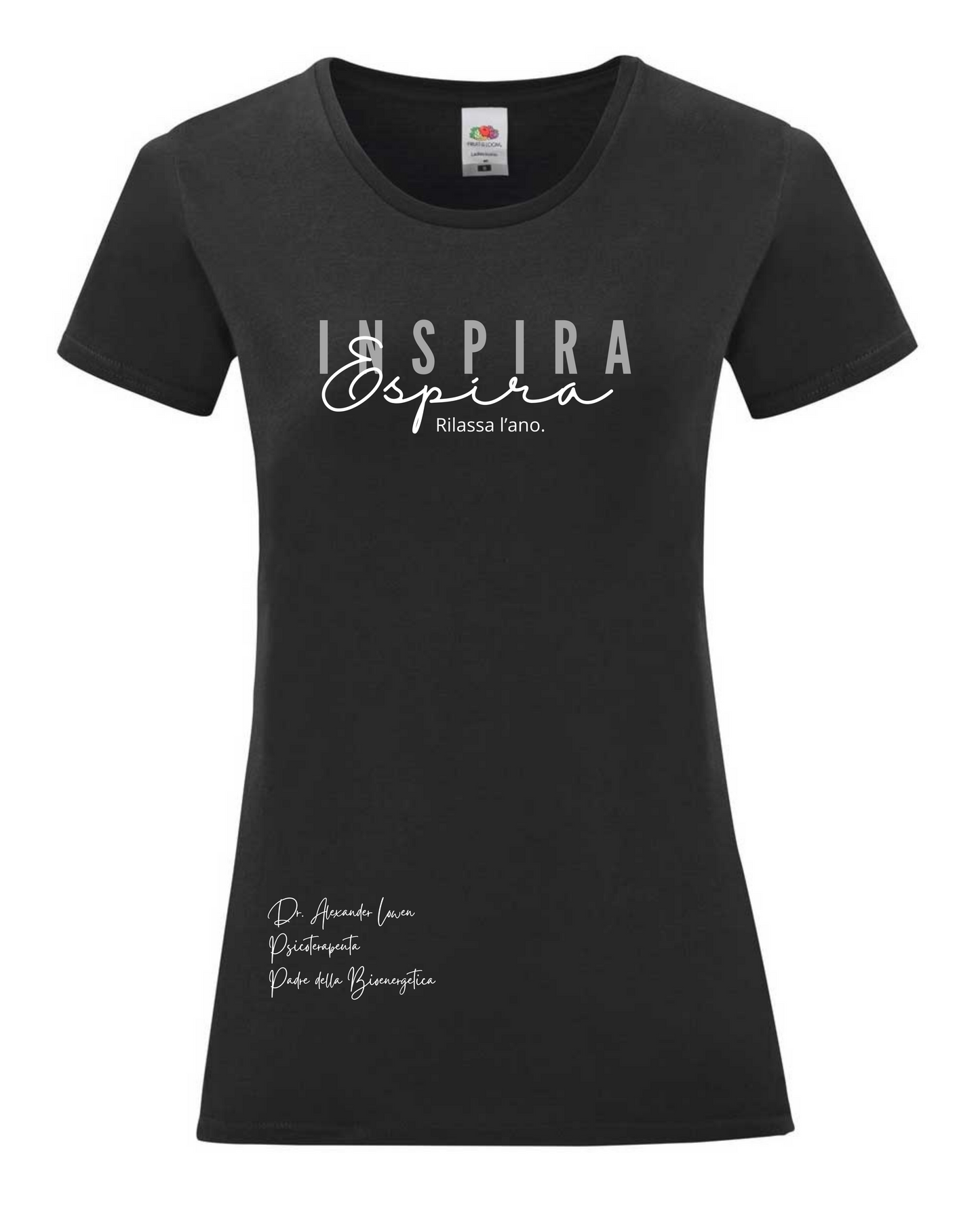 Maglietta Bioenergetica, T shirt con scritta Inspira Espira, maglietta idea regalo a tema psicologia, bioenergetica, counseling, gestalt, yoga, mindfulness.
