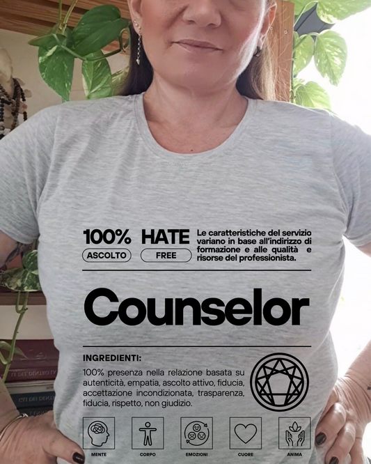 Maglietta a tema psicologia, bioenergetica, counseling, enneagramma, gestalt, yoga, mindfulness, ideali come regalo per amiche counselor e psicologhe. 