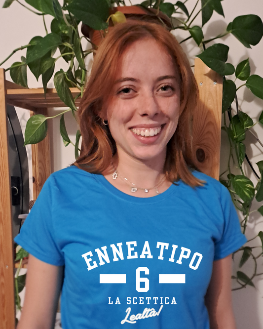 Maglietta Enneagramma, t shirt con descrizione Enneatipo 6, magliette a tema psicologia, bioenergetica, counseling, gestalt, yoga, mindfulness. 
