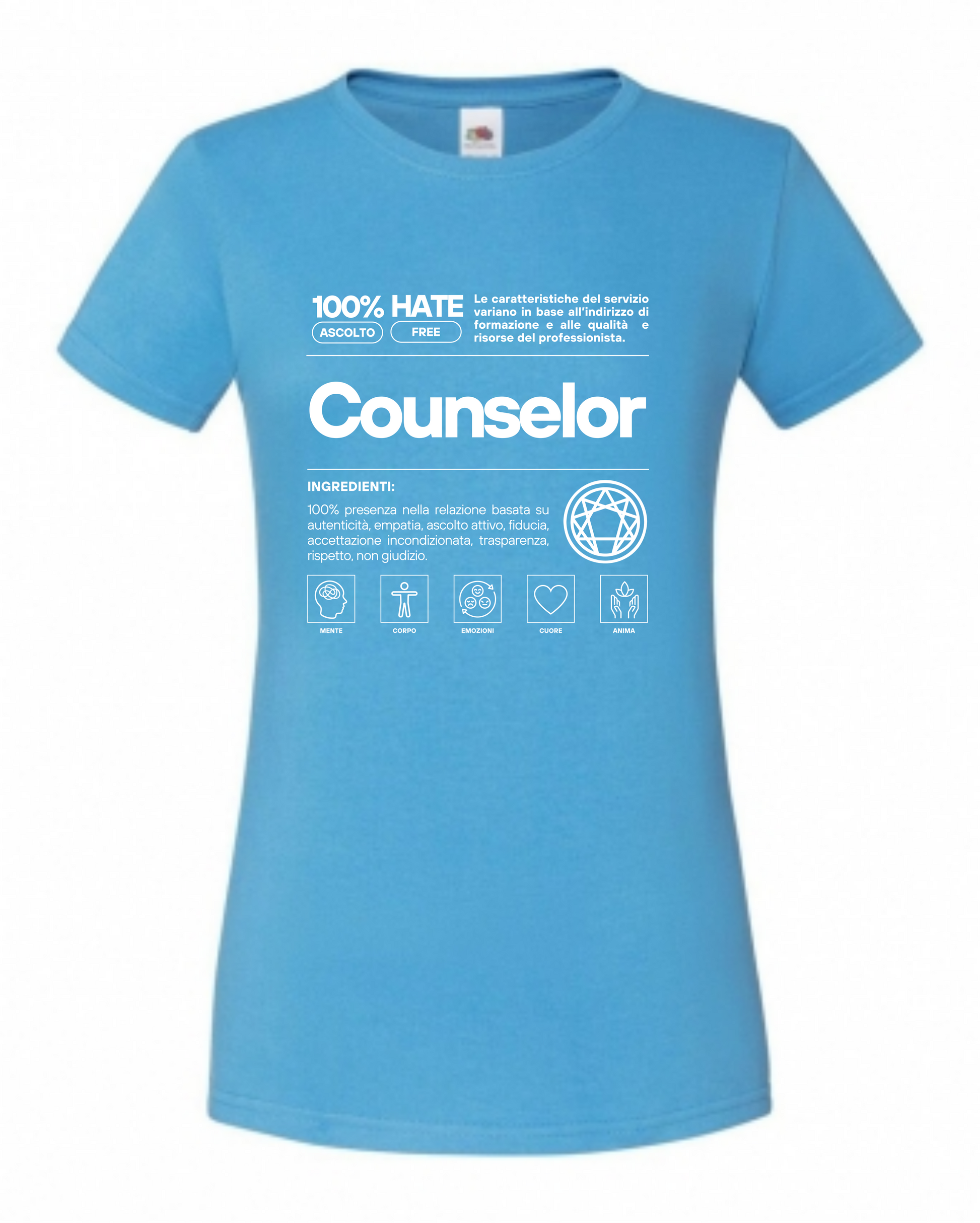 Maglietta a tema psicologia, bioenergetica, counseling, enneagramma, gestalt, yoga, mindfulness, ideali come regalo per amiche counselor e psicologhe. 