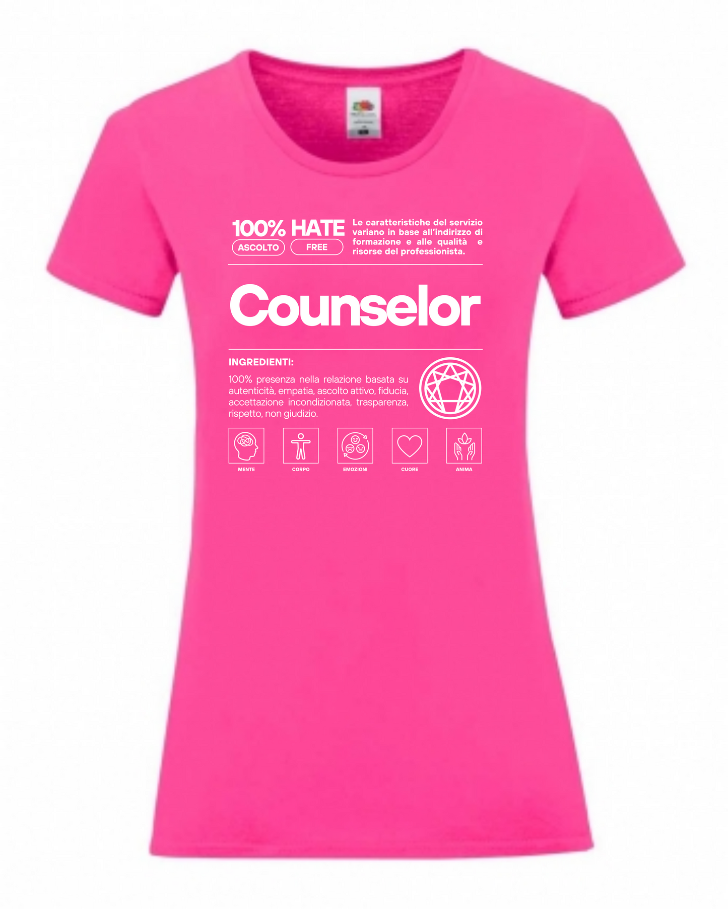 Maglietta a tema psicologia, bioenergetica, counseling, enneagramma, gestalt, yoga, mindfulness, ideali come regalo per amiche counselor e psicologhe. 