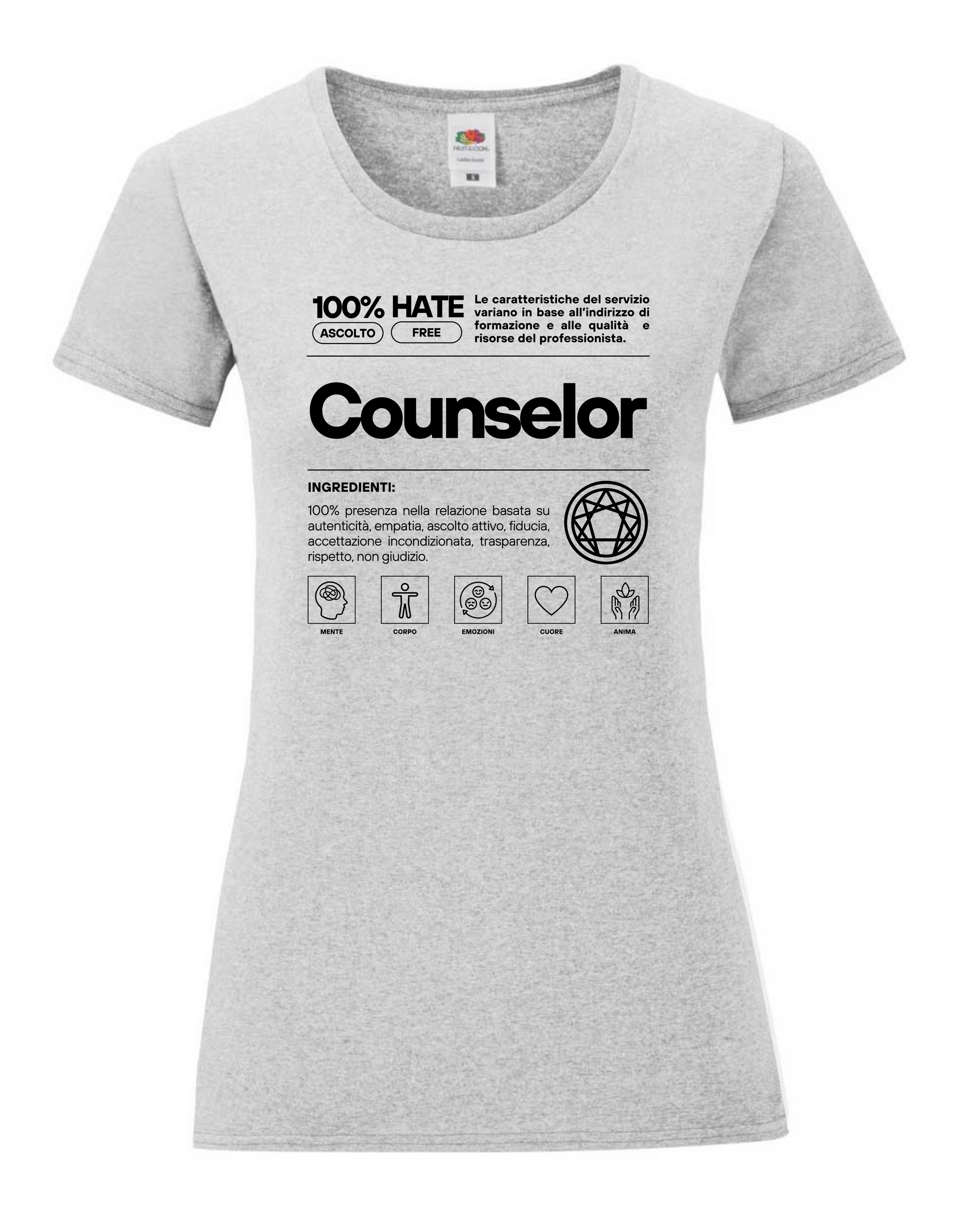 Maglietta a tema psicologia, bioenergetica, counseling, enneagramma, gestalt, yoga, mindfulness, ideali come regalo per amiche counselor e psicologhe. 