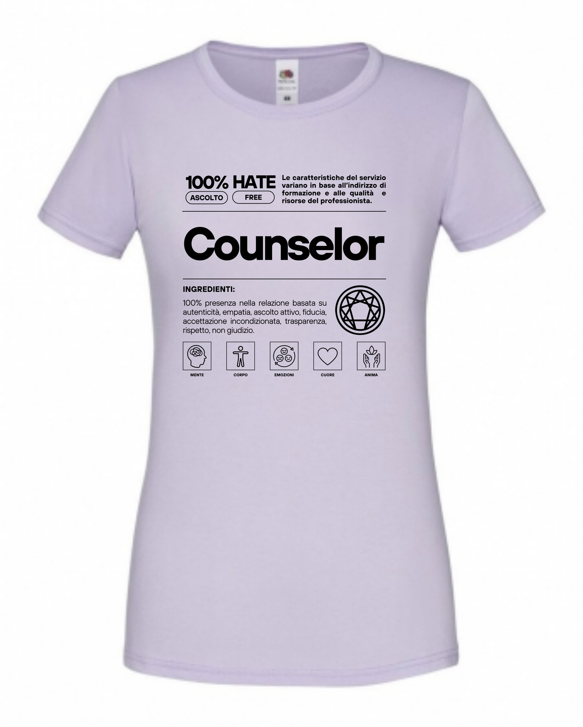 Maglietta a tema psicologia, bioenergetica, counseling, enneagramma, gestalt, yoga, mindfulness, ideali come regalo per amiche counselor e psicologhe. 