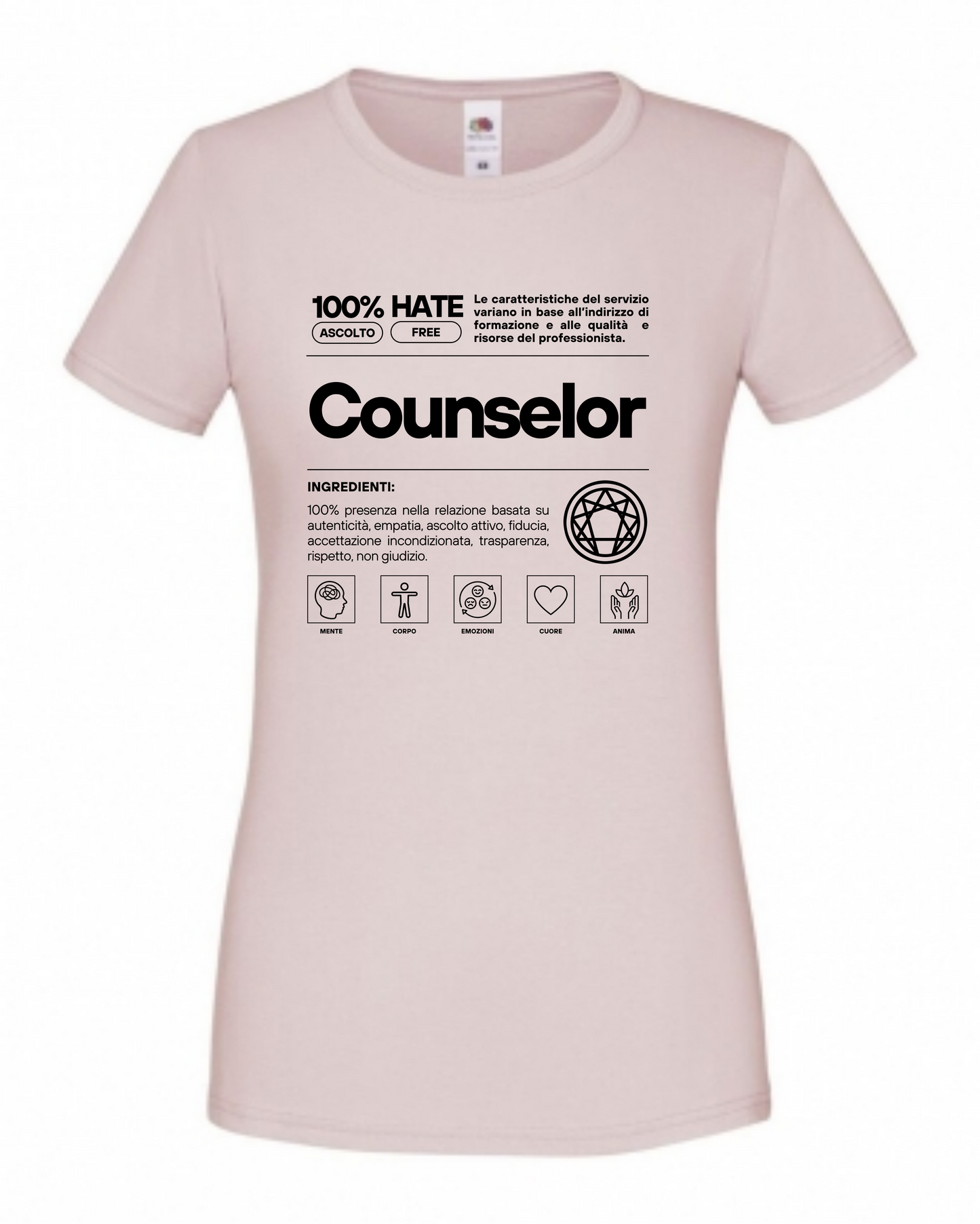 Maglietta a tema psicologia, bioenergetica, counseling, enneagramma, gestalt, yoga, mindfulness, ideali come regalo per amiche counselor e psicologhe. 