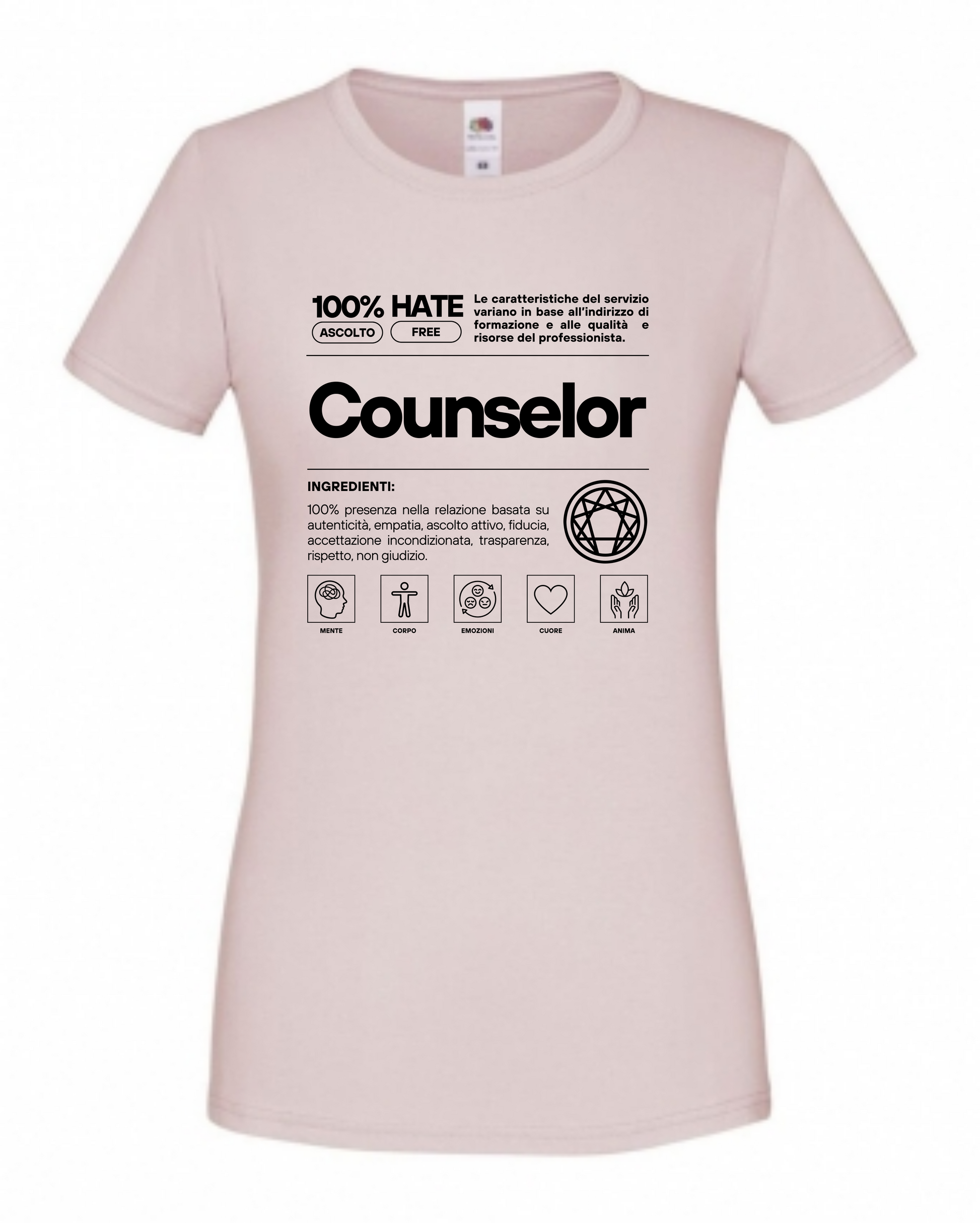 Maglietta a tema psicologia, bioenergetica, counseling, enneagramma, gestalt, yoga, mindfulness, ideali come regalo per amiche counselor e psicologhe. 