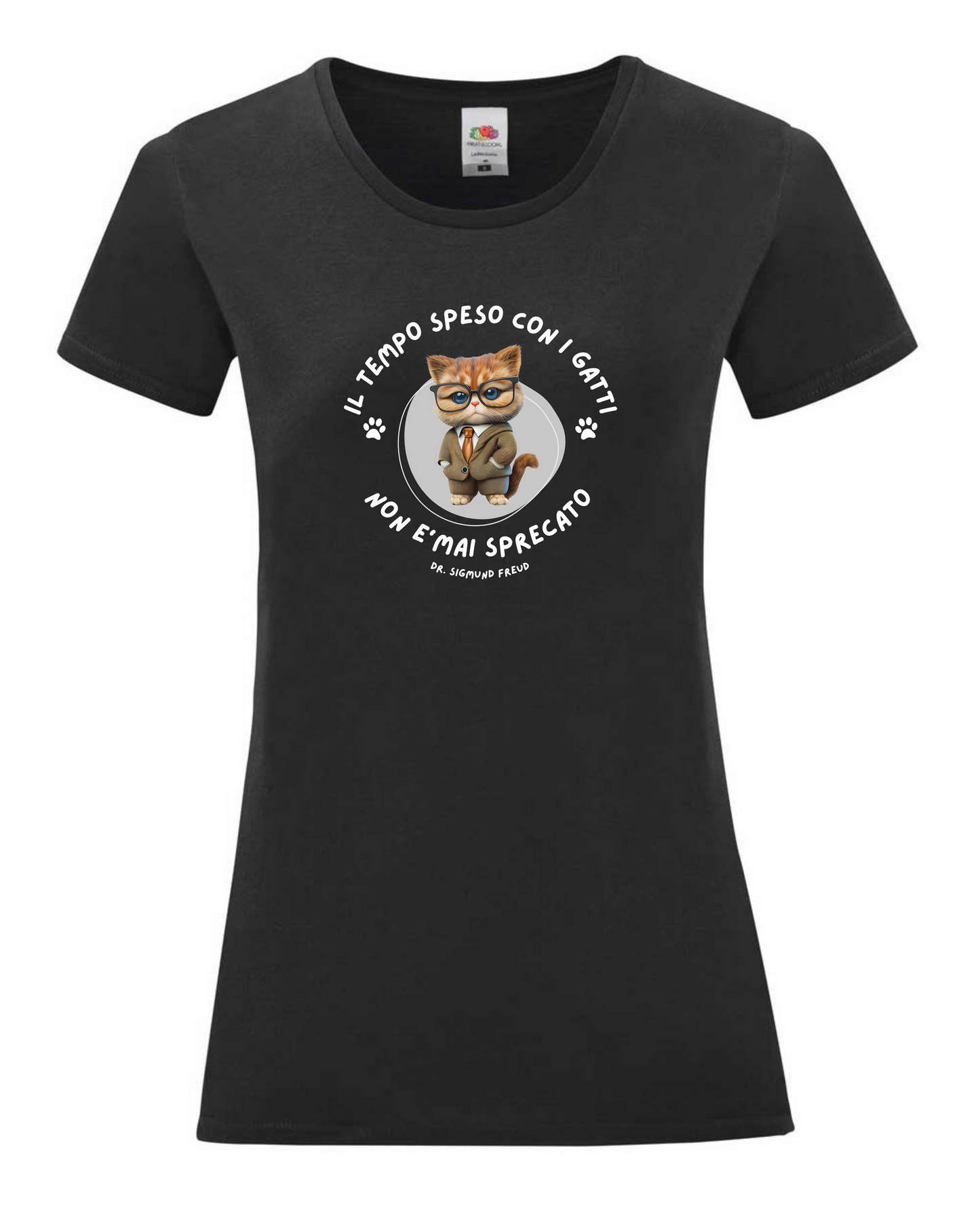 Maglietta Psicologia, t shirt con design grafico citazione di Freud sui gatti, maglietta idea regalo a tema psicologia, bioenergetica, counseling, gestalt, yoga, mindfulness. 